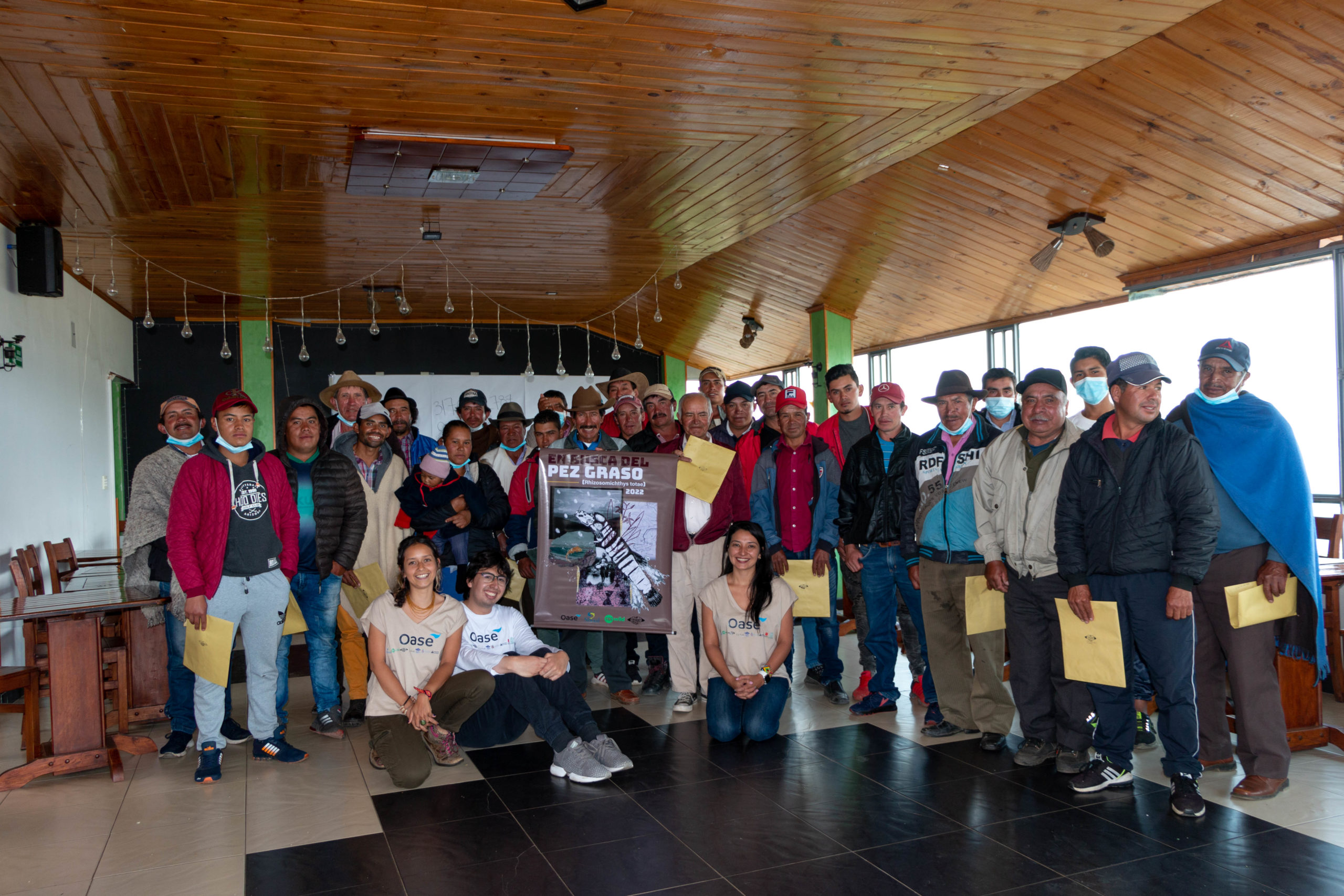 A photograph of a group of people on the socio-historical fat catfish expedition in Colombia searching for the freshwater fish.